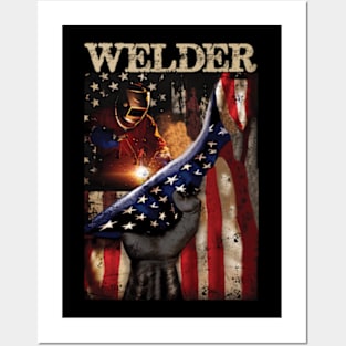 Welder American Flag Patriotic Posters and Art